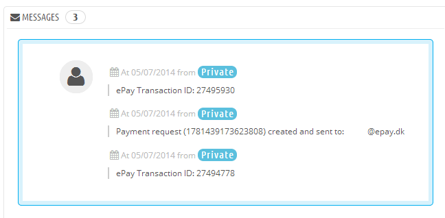 You can see the transaction number of the payment request under Messages
