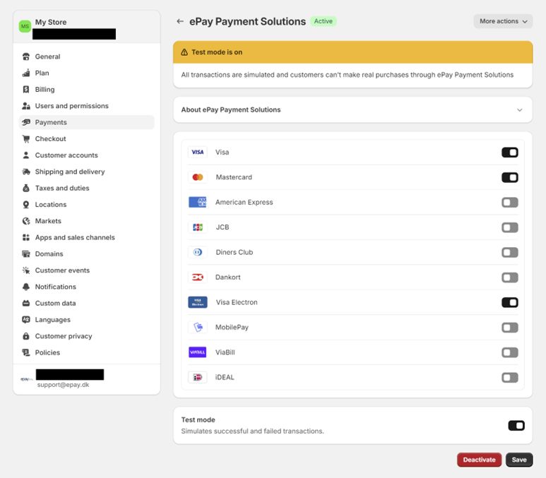 Select payment methods