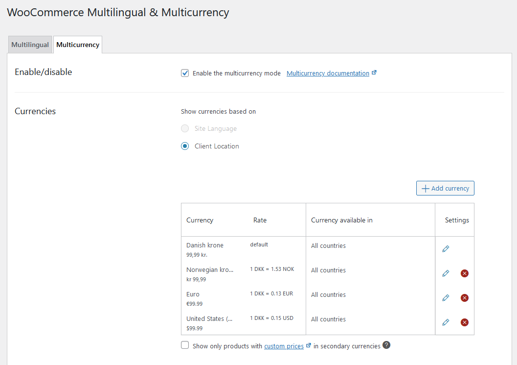 WooCommerce Multilingual &amp; Multicurrency